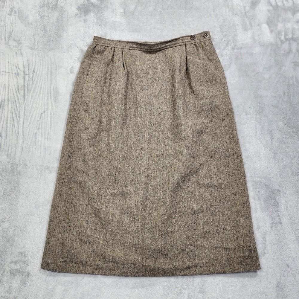 Vintage Pendleton Skirt Womens S‎ Brown Wool A-Line Lined Midi Tweed Office